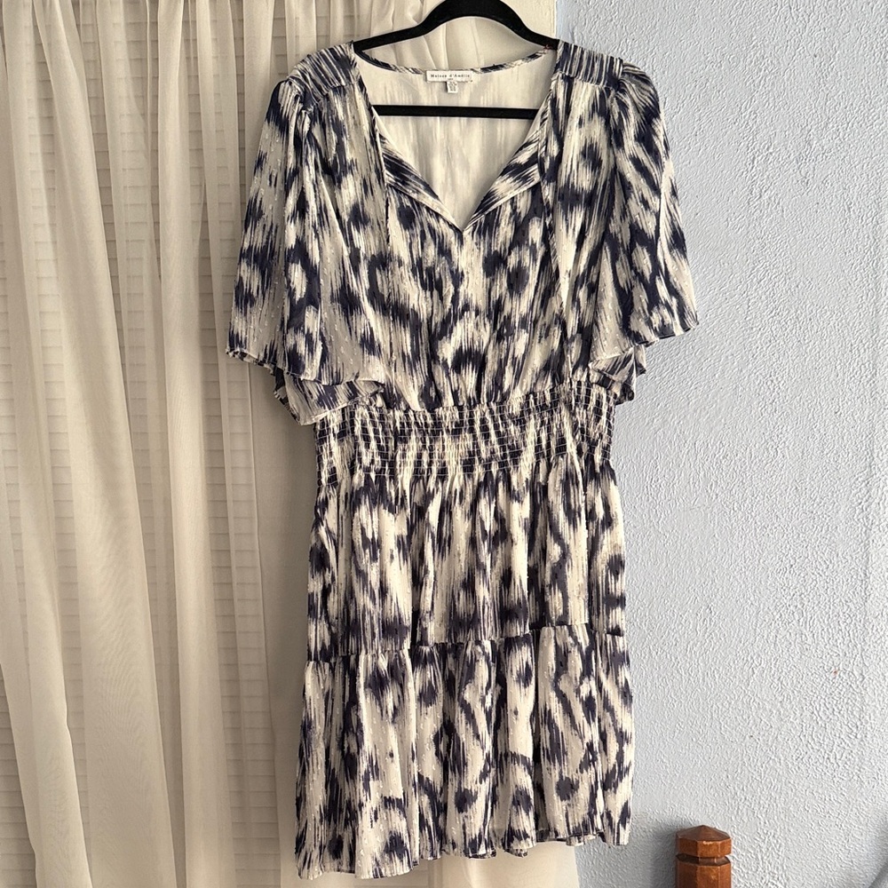 Navy Blue and White Flowy Dress